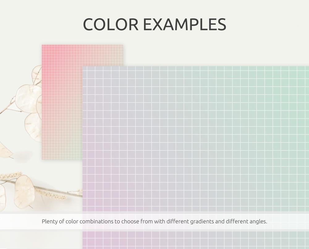 Digitales Papier Set - Kariertes Papier in 15 Farbverläufen auf A4, A5, Letter, Half Letter