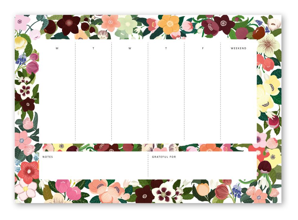 Notizblock - Wochenplaner, A4 , Hellebores