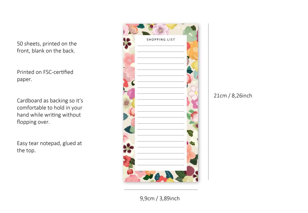 Notizblock - Shopping Liste, Einkaufsliste, Hellebores