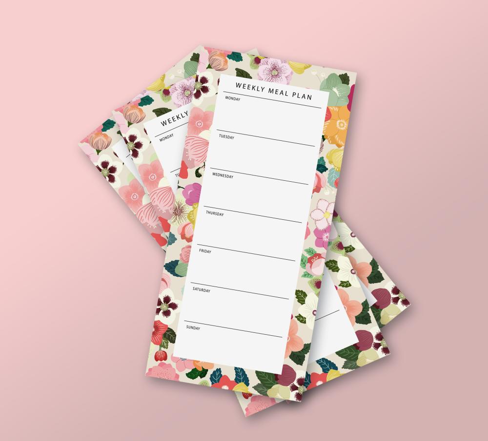 Notepad - Weekly meal planner, Hellebores