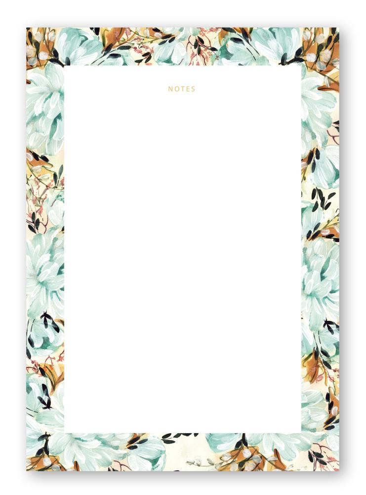 Notepad A6, blank, Blue peony