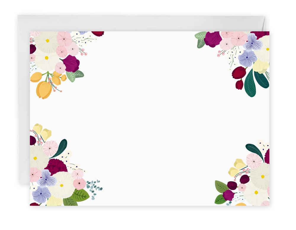 Flat cards, hellebores bouquet, set of 10, with envelopes