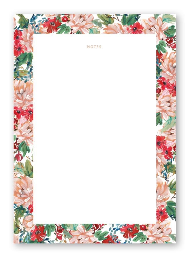 Notepad A6 blank, Summer floral