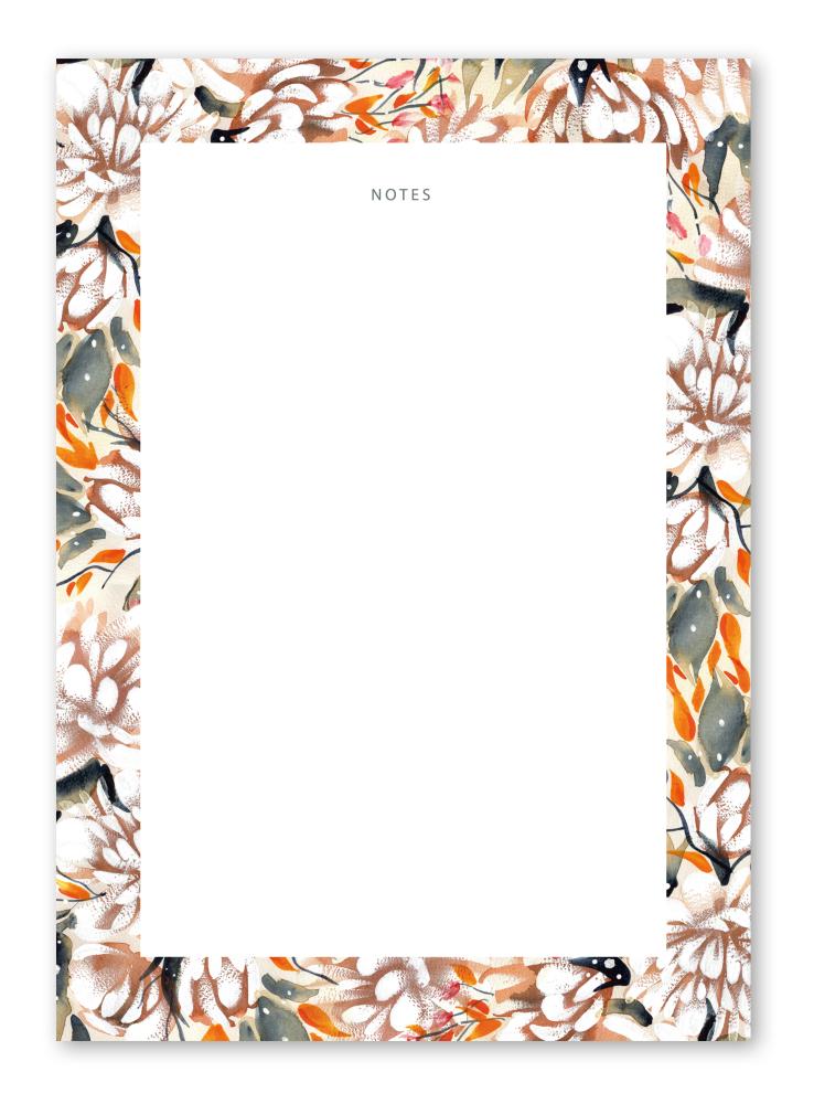 Notepad A6 blank, Winter peonies