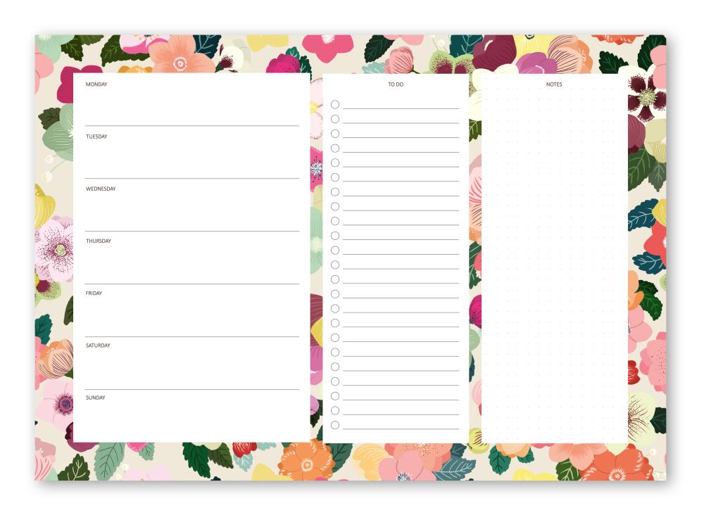 Notepad - Weekly planner, A4, Hellebores light