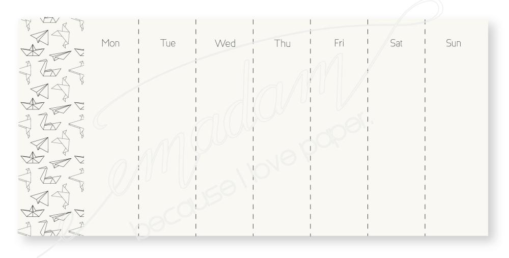 Notepad - Weekly layout with origami pattern