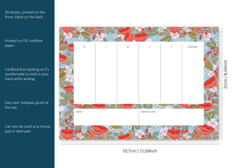 Notepad - Weekly planner with to do list, A4