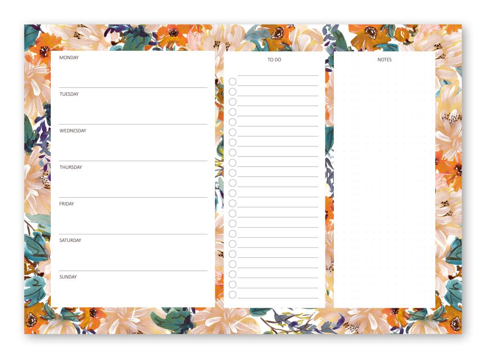 Notepad - Weekly planner with to do list, Orange Summer