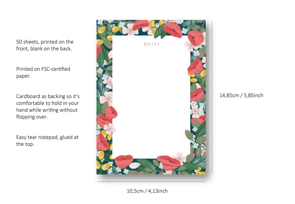 Notizblock A6 Memo Pad Poppy Love
