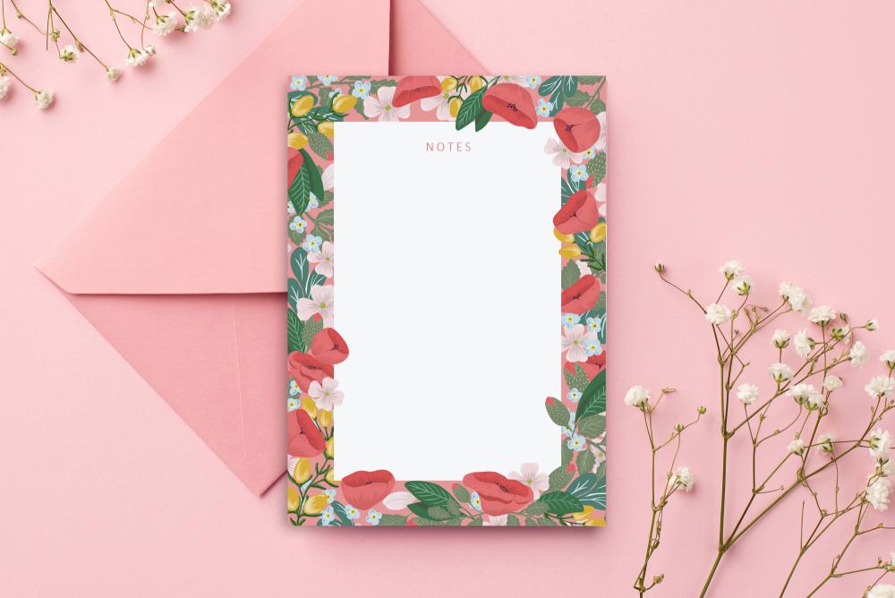 Notizblock A6 Memo Pad, Poppy Love Rosa