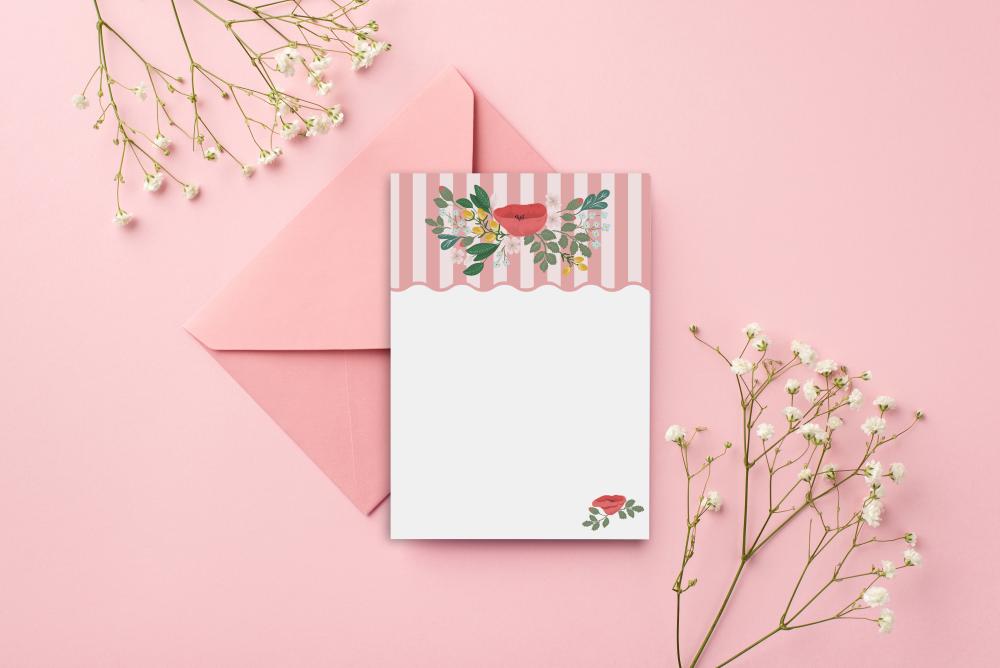 Notepad A6, Memo Pad, Poppy Love Striped