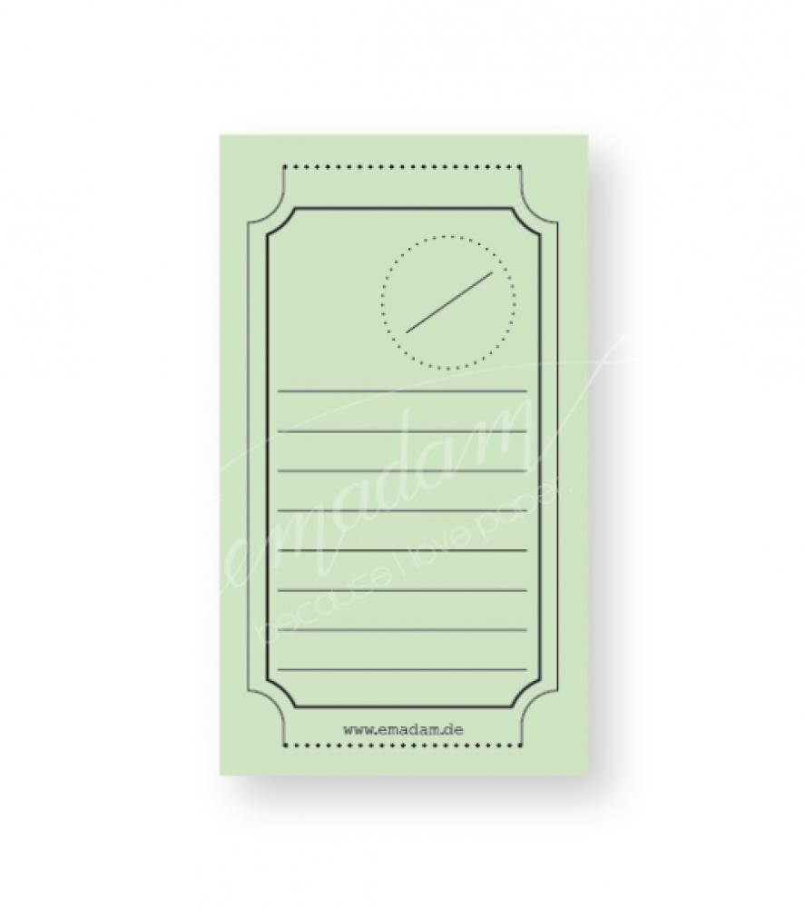 Notizblock Vintage Ticket Pastellgrun