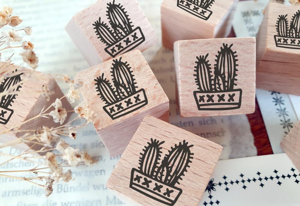 Rubber stamp - Cactus in a pot