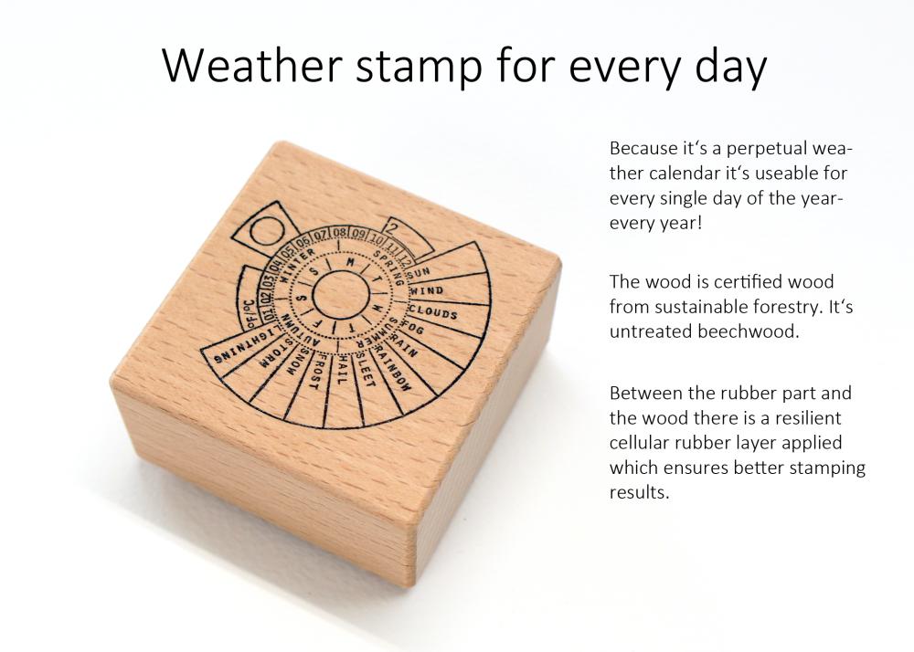 rubber stamp perpetual calenar with weather for every journal and planner