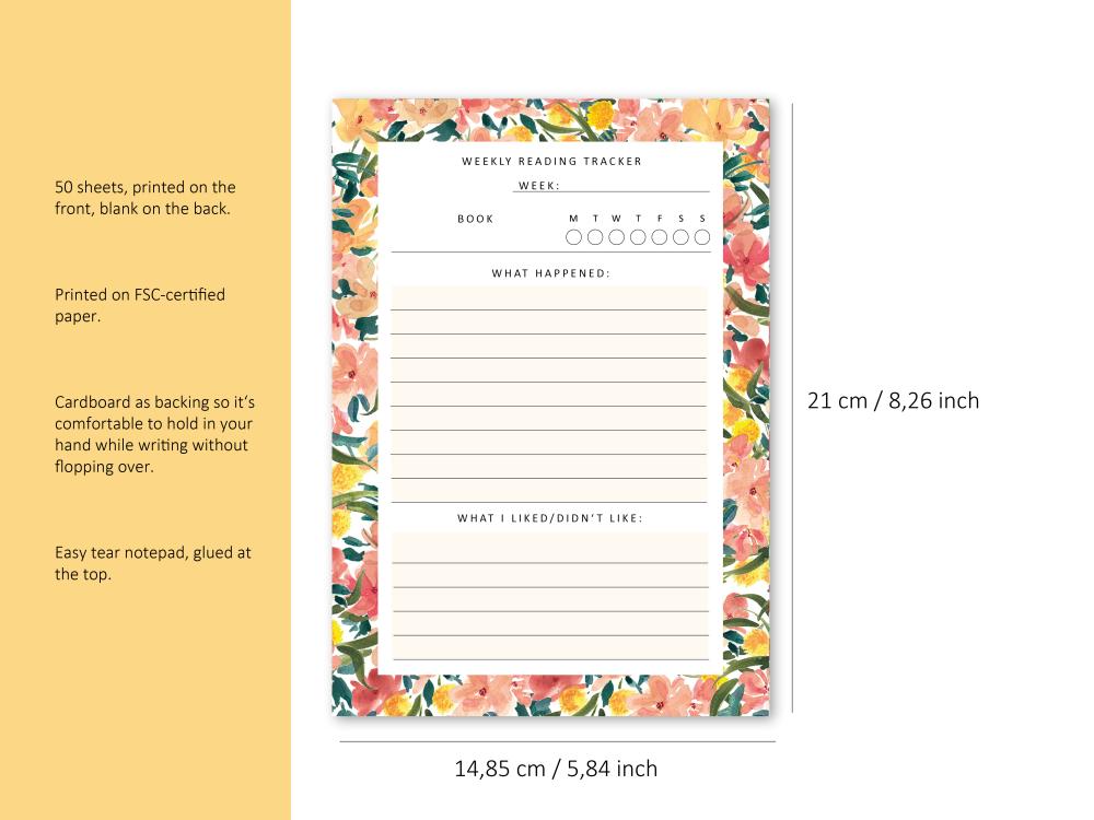 Notepad - Weekly reading tracker, A5