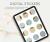 Digital Stickers Pack, 12 Stickers in cool colours with gold edge, individuel PNGs, compatible with GoodNotes and other apps, printable